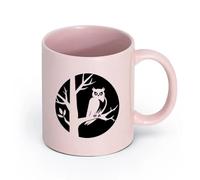 AYUEHBN cerámica Taza de Café con Asa - Cerámica Clásica Búho, pájaro, rama de árbol, hogar viviente （11oz/320ml） Bebidas calientes, espresso Rosa