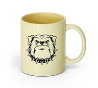 AYUEHBN cerámica Taza de Café con Asa - Cerámica Clásica Bulldog enojado Garage Cabeza de perro loca （11oz/320ml） Para té, café, infusión caliente Beige