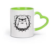 AYUEHBN cerámica Taza de Café con Asa - Cerámica Clásica Bulldog enojado Garage Cabeza de perro loca （11oz/320ml） Para té, café, infusión caliente Verde