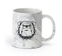 AYUEHBN cerámica Taza de Café con Asa - Cerámica Clásica Bulldog enojado Garage Cabeza de perro loca （11oz/320ml） Para té, café, infusión caliente Negro mármol