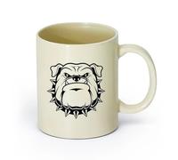 AYUEHBN cerámica Taza de Café con Asa - Cerámica Clásica Bulldog enojado Garage Cabeza de perro loca （11oz/320ml） Para té, café, infusión caliente Amarillo claro
