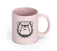 AYUEHBN cerámica Taza de Café con Asa - Cerámica Clásica Bulldog enojado Garage Cabeza de perro loca （11oz/320ml） Para té, café, infusión caliente Rosa