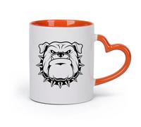 AYUEHBN cerámica Taza de Café con Asa - Cerámica Clásica Bulldog enojado Garage Cabeza de perro loca （11oz/320ml） Para té, café, infusión caliente Naranja