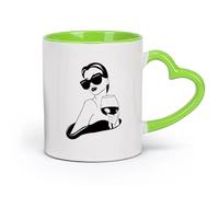 AYUEHBN cerámica Taza de Café con Asa - Cerámica Clásica Chica de moda con copa de vino en el bar （11oz/320ml） Ideal para el hogar, la oficina, cafeterías, ideas de regalo Verde