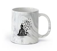 AYUEHBN cerámica Taza de Café con Asa - Cerámica Clásica Cita budista de Buda Sé alguien que quieras ser （11oz/320ml） Para té, chocolate caliente Negro mármol