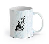 AYUEHBN cerámica Taza de Café con Asa - Cerámica Clásica Cita budista de Buda Sé alguien que quieras ser （11oz/320ml） Para té, chocolate caliente Azul mármol