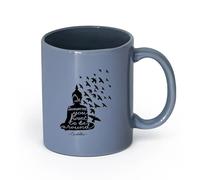 AYUEHBN cerámica Taza de Café con Asa - Cerámica Clásica Cita budista de Buda Sé alguien que quieras ser （11oz/320ml） Para té, chocolate caliente Gris azulado