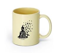 AYUEHBN cerámica Taza de Café con Asa - Cerámica Clásica Cita budista de Buda Sé alguien que quieras ser （11oz/320ml） Para té, chocolate caliente Beige