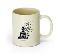 AYUEHBN cerámica Taza de Café con Asa - Cerámica Clásica Cita budista de Buda Sé alguien que quieras ser （11oz/320ml） Para té, chocolate caliente Amarillo claro