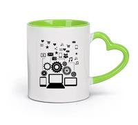 AYUEHBN cerámica Taza de Café con Asa - Cerámica Clásica Dispositivos de comunicación en redes sociales （11oz/320ml） Para té, chocolate caliente Verde