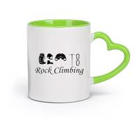 AYUEHBN cerámica Taza de Café con Asa - Cerámica Clásica Escalada en roca Alpinismo Escaladores Extremos （11oz/320ml） Regalo para hombre o mujer Verde