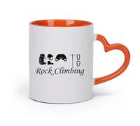AYUEHBN cerámica Taza de Café con Asa - Cerámica Clásica Escalada en roca Alpinismo Escaladores Extremos （11oz/320ml） Regalo para hombre o mujer Naranja