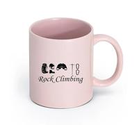 AYUEHBN cerámica Taza de Café con Asa - Cerámica Clásica Escalada en roca Alpinismo Escaladores Extremos （11oz/320ml） Regalo para hombre o mujer Rosa