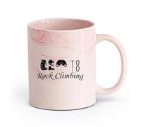 AYUEHBN cerámica Taza de Café con Asa - Cerámica Clásica Escalada en roca Alpinismo Escaladores Extremos （11oz/320ml） Regalo para hombre o mujer Rosa mármol