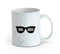 AYUEHBN cerámica Taza de Café con Asa - Cerámica Clásica Gafas de Jefa para Chica, Mujer, Idea de Oficina （11oz/320ml） Para té, café, infusión caliente Azul mármol