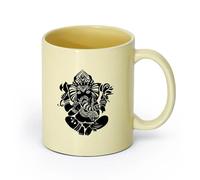 AYUEHBN cerámica Taza de Café con Asa - Cerámica Clásica Ganesha Símbolo indio Hinduismo Deidad Dios （11oz/320ml） Para té, café y bebidas calientes Beige