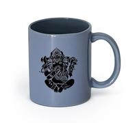 AYUEHBN cerámica Taza de Café con Asa - Cerámica Clásica Ganesha Símbolo indio Hinduismo Deidad Dios （11oz/320ml） Para té, café y bebidas calientes Gris azulado