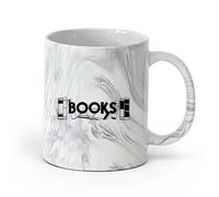 AYUEHBN cerámica Taza de Café con Asa - Cerámica Clásica Libros Cita Lectura Biblioteca Librería （11oz/320ml） Ideal para el hogar, la oficina, cafeterías, ideas de regalo Negro mármol