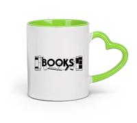 AYUEHBN cerámica Taza de Café con Asa - Cerámica Clásica Libros Cita Lectura Biblioteca Librería （11oz/320ml） Ideal para el hogar, la oficina, cafeterías, ideas de regalo Verde