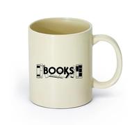 AYUEHBN cerámica Taza de Café con Asa - Cerámica Clásica Libros Cita Lectura Biblioteca Librería （11oz/320ml） Ideal para el hogar, la oficina, cafeterías, ideas de regalo Amarillo claro