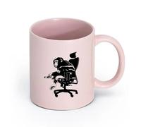 AYUEHBN cerámica Taza de Café con Asa - Cerámica Clásica Monkey Boss Una silla Simios Animales （11oz/320ml） Regalo único de oficina para mujeres y hombres Rosa