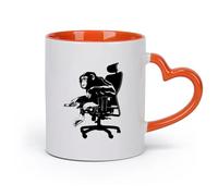 AYUEHBN cerámica Taza de Café con Asa - Cerámica Clásica Monkey Boss Una silla Simios Animales （11oz/320ml） Regalo único de oficina para mujeres y hombres Naranja