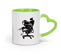 AYUEHBN cerámica Taza de Café con Asa - Cerámica Clásica Monkey Boss Una silla Simios Animales （11oz/320ml） Regalo único de oficina para mujeres y hombres Verde