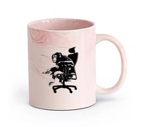 AYUEHBN cerámica Taza de Café con Asa - Cerámica Clásica Monkey Boss Una silla Simios Animales （11oz/320ml） Regalo único de oficina para mujeres y hombres Rosa mármol