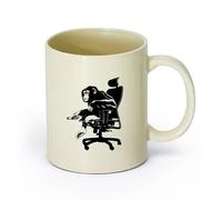 AYUEHBN cerámica Taza de Café con Asa - Cerámica Clásica Monkey Boss Una silla Simios Animales （11oz/320ml） Regalo único de oficina para mujeres y hombres Amarillo claro