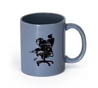 AYUEHBN cerámica Taza de Café con Asa - Cerámica Clásica Monkey Boss Una silla Simios Animales （11oz/320ml） Regalo único de oficina para mujeres y hombres Gris azulado