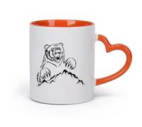 AYUEHBN cerámica Taza de Café con Asa - Cerámica Clásica Oso Grizzly Animal Animal Urbano Montañas （11oz/320ml） Cappuccino, Latte Macchiato, té, espresso Naranja