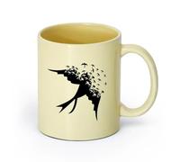 AYUEHBN cerámica Taza de Café con Asa - Cerámica Clásica Pájaro cantor Bandada de pájaros Golondrina （11oz/320ml） Ideal para usar en casa y la oficina Beige