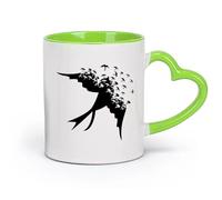 AYUEHBN cerámica Taza de Café con Asa - Cerámica Clásica Pájaro cantor Bandada de pájaros Golondrina （11oz/320ml） Ideal para usar en casa y la oficina Verde