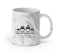 AYUEHBN cerámica Taza de Café con Asa - Cerámica Clásica Pingüinos divertidos Animales del Ártico （11oz/320ml） Para bebidas calientes, latte, capuchino Negro mármol