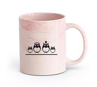 AYUEHBN cerámica Taza de Café con Asa - Cerámica Clásica Pingüinos divertidos Animales del Ártico （11oz/320ml） Para bebidas calientes, latte, capuchino Rosa mármol