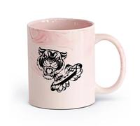 AYUEHBN cerámica Taza de Café con Asa - Cerámica Clásica Videojuego con joystick Tiger Head Gamer （11oz/320ml） Elegante y duradero: apto para microondas y lavavajillas Rosa mármol
