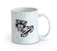 AYUEHBN cerámica Taza de Café con Asa - Cerámica Clásica Videojuego con joystick Tiger Head Gamer （11oz/320ml） Elegante y duradero: apto para microondas y lavavajillas Azul mármol