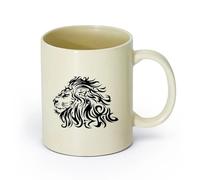 AYUEHBN cerámica Taza de café con estilo Animal depredador salvaje con cabeza de león africano （11oz/320ml） Elegante y duradero: apto para microondas y lavavajillas Amarillo claro