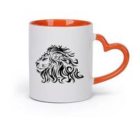 AYUEHBN cerámica Taza de café con estilo Animal depredador salvaje con cabeza de león africano （11oz/320ml） Elegante y duradero: apto para microondas y lavavajillas Naranja
