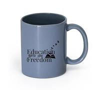 AYUEHBN cerámica Taza de café con estilo Educación Cita Escuela Estudio Universidad Libros Libertad Aves （11oz/320ml） Para café, avena, té, fácil de limpiar Gris azulado