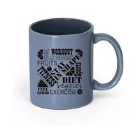 AYUEHBN cerámica Taza de café con estilo Gimnasio Bienestar Gimnasia Entrenamiento Deportes Dieta （11oz/320ml） Elegante y duradero: apto para microondas y lavavajillas Gris azulado