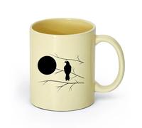 AYUEHBN cerámica Taza de café con estilo Halcón en la rama de un árbol, dormitorio con luna llena （11oz/320ml） Regalo único de oficina para mujeres y hombres Beige