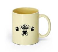 AYUEHBN cerámica Taza de Café de Cerámica Bear Rod Fuerza muscular Deportes Gimnasia de potencia （11oz/320ml） Tazas de cerámica para el hogar o el trabajo Beige