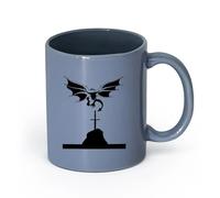 AYUEHBN cerámica Taza de Café de Cerámica Dragón Volador Cuentos Medievales Mitología Alas Espada （11oz/320ml） Elegante y duradero: apto para microondas y lavavajillas Gris azulado