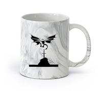 AYUEHBN cerámica Taza de Café de Cerámica Dragón Volador Cuentos Medievales Mitología Alas Espada （11oz/320ml） Elegante y duradero: apto para microondas y lavavajillas Negro mármol