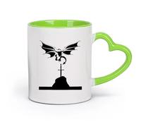 AYUEHBN cerámica Taza de Café de Cerámica Dragón Volador Cuentos Medievales Mitología Alas Espada （11oz/320ml） Elegante y duradero: apto para microondas y lavavajillas Verde