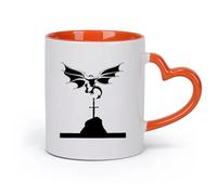 AYUEHBN cerámica Taza de Café de Cerámica Dragón Volador Cuentos Medievales Mitología Alas Espada （11oz/320ml） Elegante y duradero: apto para microondas y lavavajillas Naranja