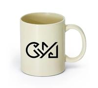 AYUEHBN cerámica Taza de Café de Cerámica Gimnasio Palabra Minimalismo Caligrafía Gimnasio Club （11oz/320ml） Elegante y duradero: apto para microondas y lavavajillas Amarillo claro