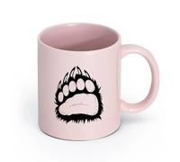 AYUEHBN cerámica Taza de Café de Cerámica Huellas de patas de oso grizzly, animales depredadores, garras （11oz/320ml） Para té, café y bebidas calientes Rosa