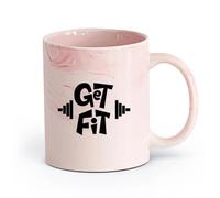 AYUEHBN cerámica Taza de Café de Cerámica Ponte En Forma Gimnasia Con Mancuernas Gimnasio Culturismo （11oz/320ml） Para té, café y bebidas calientes Rosa mármol